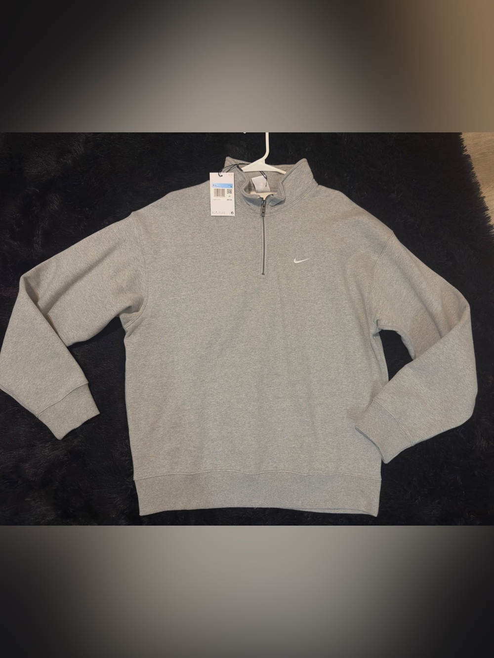 Nike Light Gray Full-Zip Sweatshirt with High Collar